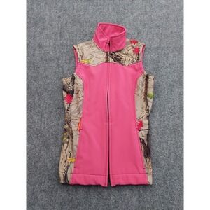 Drysdales Camo Vest womens Extra Small Pink Fleece Lined Mock Neck Full Zip